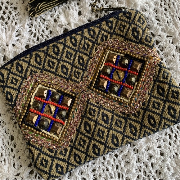 LOVE STITCH BOHEMIAN WOMEN CLUTCH MAKE UP BAG - Picture 12 of 16